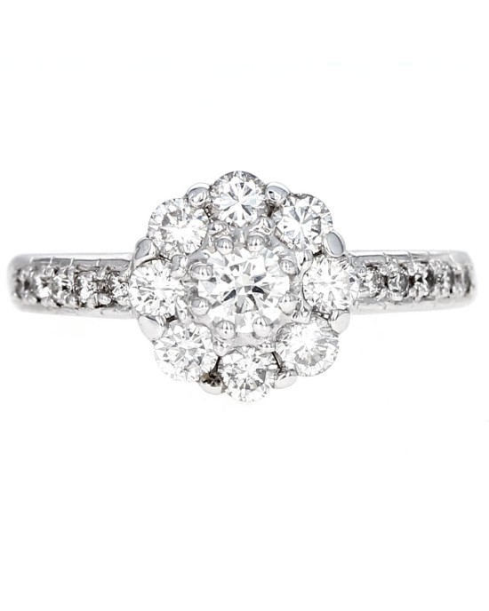 Diamond Halo Flower Ring